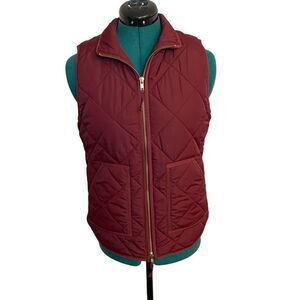 Quilted Puffer Vest Fall Size XS J. Crew Maroon Red